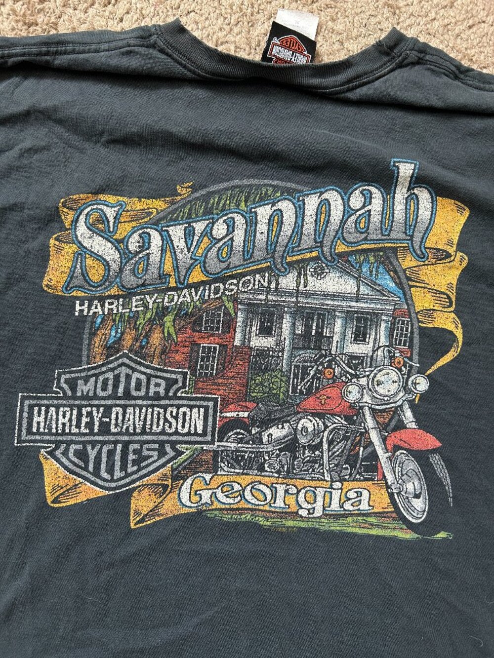 Harley Davidson Savannah Georgia T Shirt Holes Stanis Grunge XL
